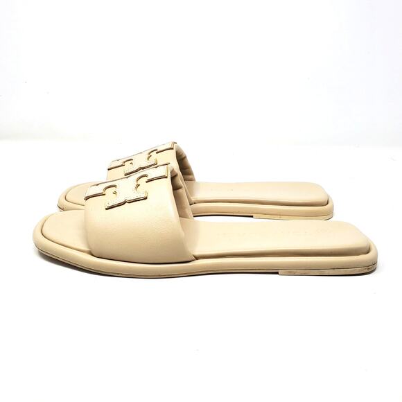 Tory Burch Double T Sport Slide Sandals Dulce De Leche Gold Cream 79985 Size 9 - Picture 4 of 10